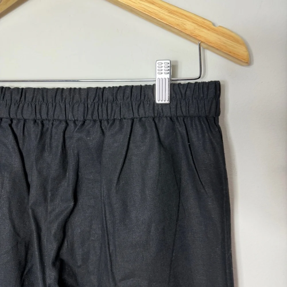 NEW J. Crew Linen Blend Black Pom Pom Trimmed Pants Size 8